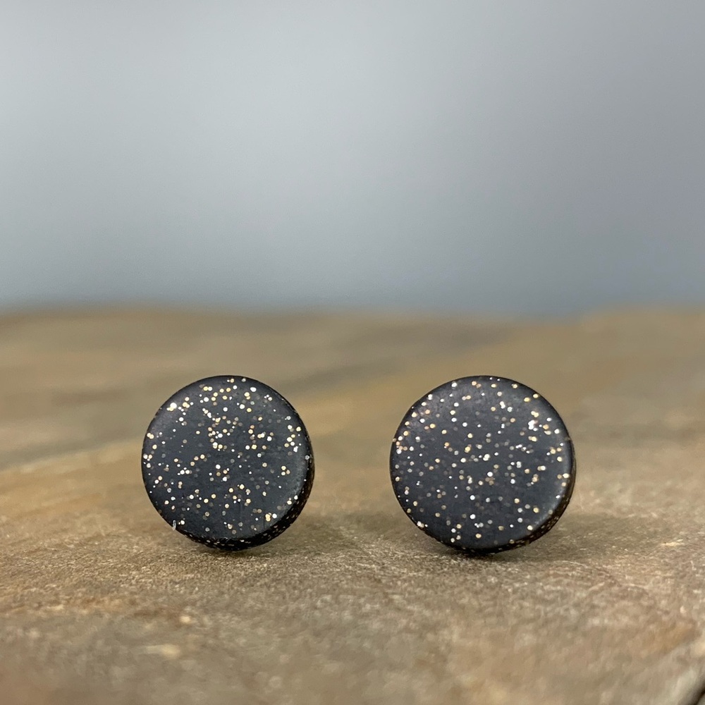 Artist made Black Glitter Dots Titanium Posts NWT